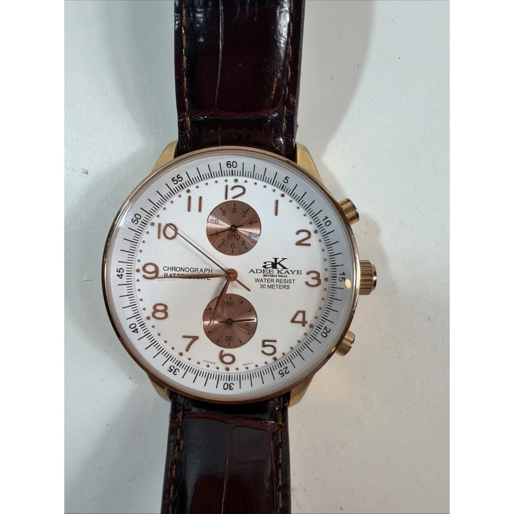 Adee Kaye Beverly Hills Chronograph Rattrapante Quartz Gold Men's Watch